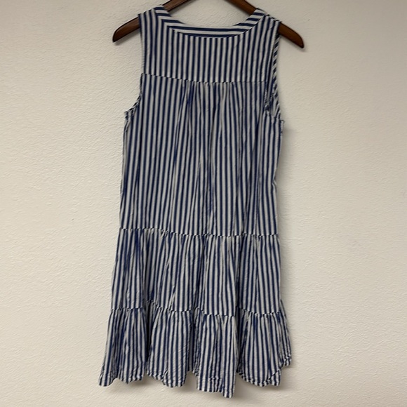 Pomander Place Tuckernuck Blue White Stripe Sleeveless Cotton Poplin Kenzo Dress - Picture 8 of 11